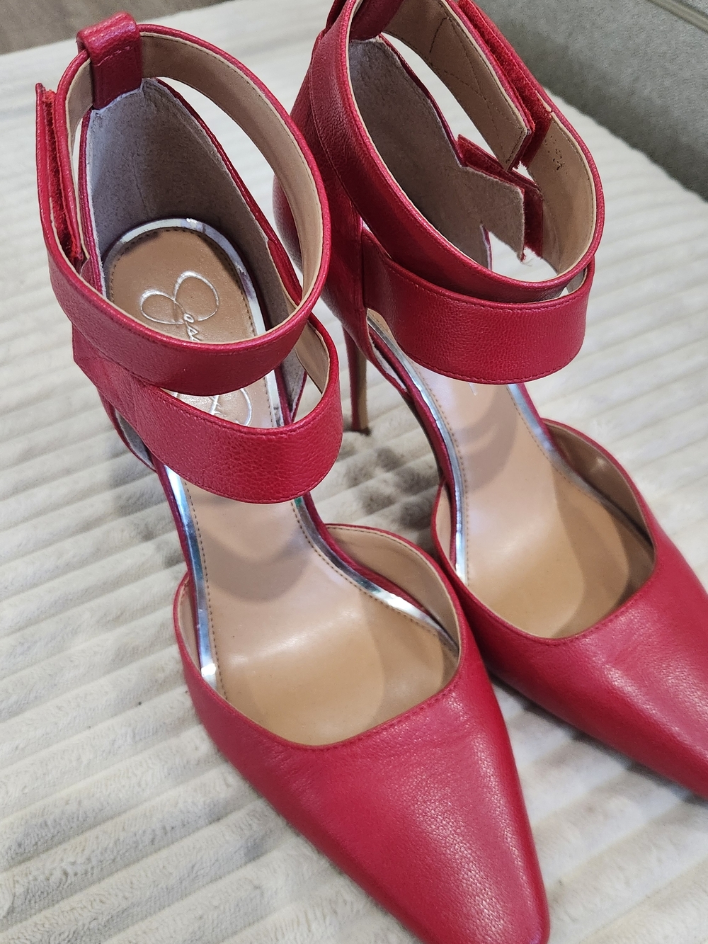 Jessica Simpson Red Double-Strap Pointed Toe Stiletto Pumps